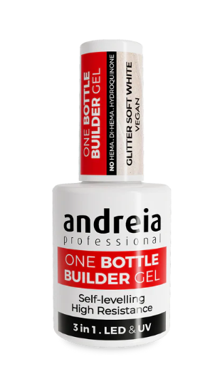 One Bottle Builder Gel 3 in 1 – Glitter Soft White (Low viscosity)